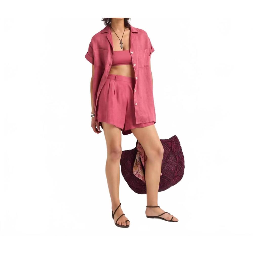 NEW VITAMIN A playa pocket blouse in wild rose